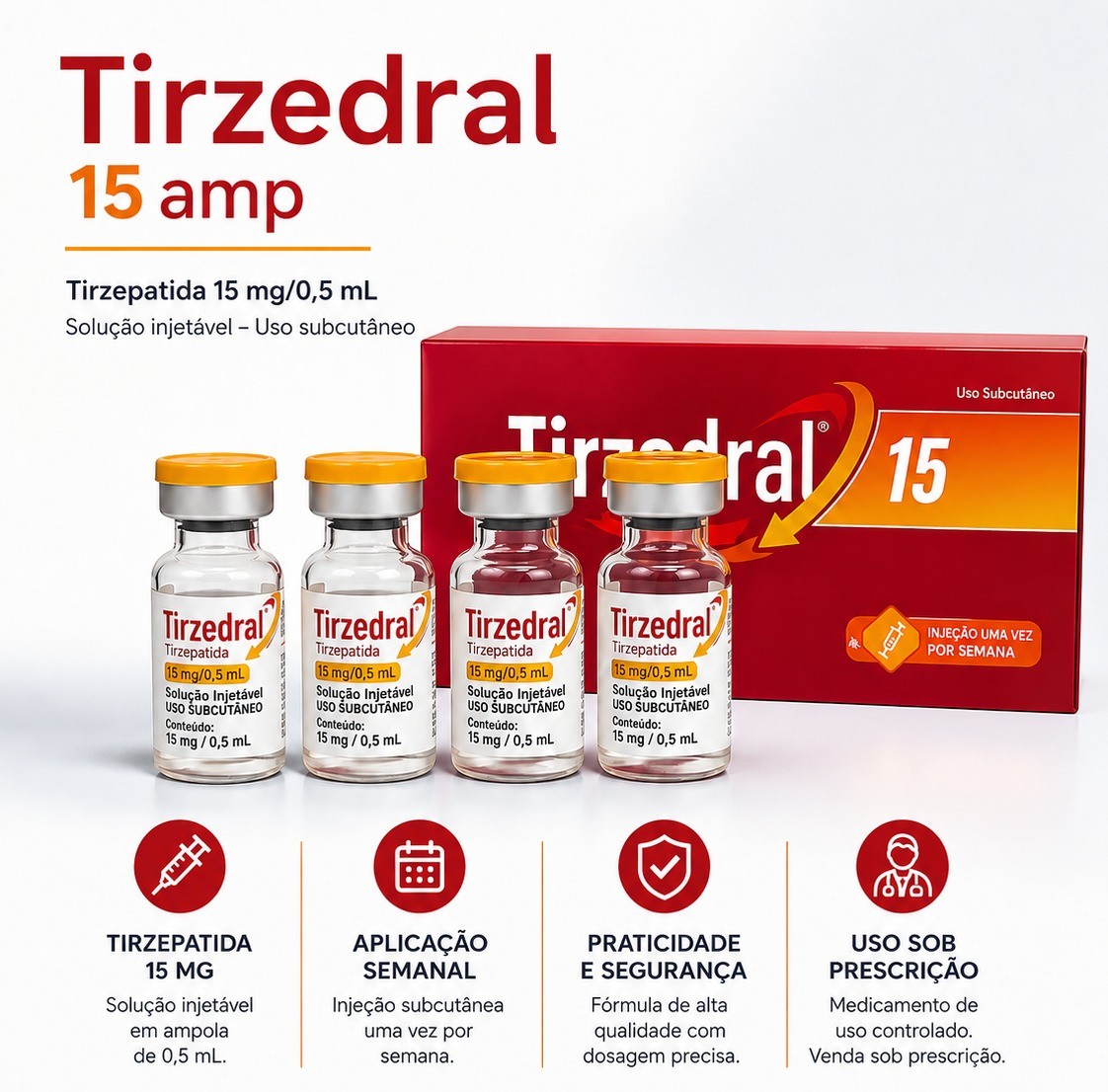 Tirzedral 15mg - 4 Ampolas - Catedral Original